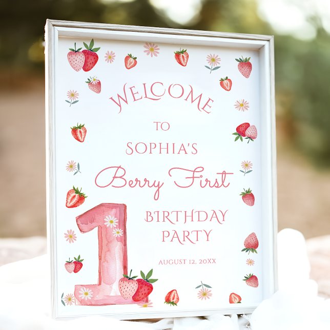 Póster Cereza de fresa lindo primer cumpleaños Berry prim (Subido por el creador)