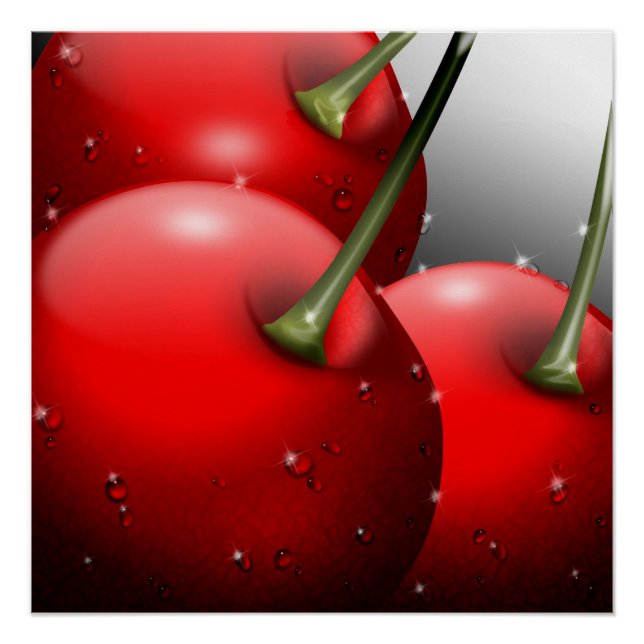 Póster Cerezas con gotas de excremento (Anverso)
