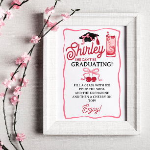 Póster Cerezas con lazo rosa Graduación Shirley Bebida Ba
