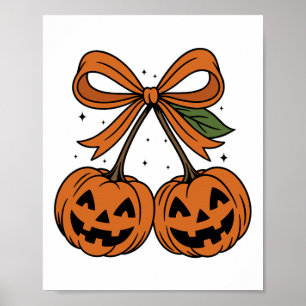 Póster Cerezas de calabaza otoño Girly Halloween otoño ca