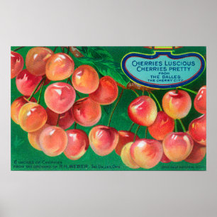 Póster Cerezas de la ciudad de los cerezosLos Dalles, OR