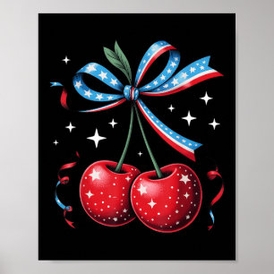 Póster Cerezas del 4 de julio Coquette lazo Patriótico Ce