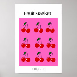 Póster Cerezas del mercado de frutas
