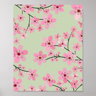 Póster Cerezo Blossom 07 Pastel Green