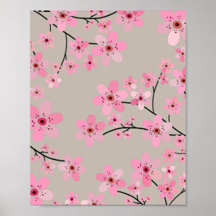 Póster Cerezo en flor 08 Beige neutral