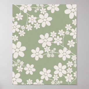Póster Cerezo en flor 13 Sage Green