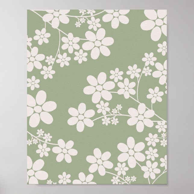 Póster Cerezo en flor 13 Sage Green (Frente)