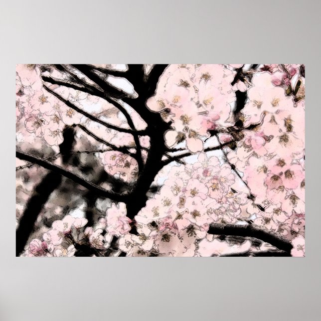 Póster Cerezo en flor editado (Frente)