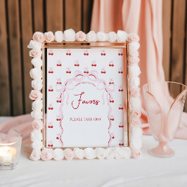 Póster Cerezo en la cima rosada bebé roja ducha