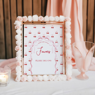 Póster Cerezo en la cima rosada bebé roja ducha