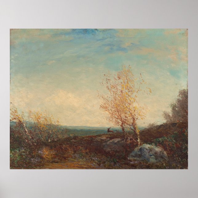 Póster Cerf Dans La Forêt De Fontainebleau Félix Ziem (Frente)