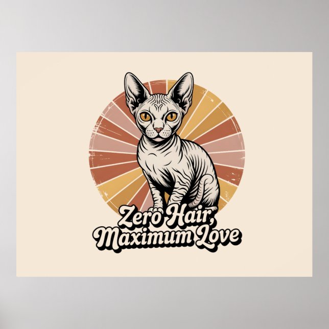 Póster Cero Pelo Amor Máximo Sphynx Retro (Frente)