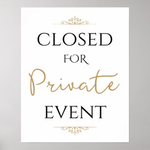 Póster Cerrado por evento privado, boda 
