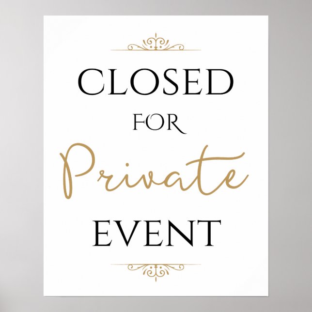 Póster Cerrado por evento privado, boda  (Frente)