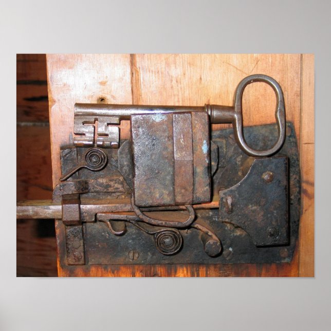 Póster Cerradura de la puerta de latón antigua (Frente)