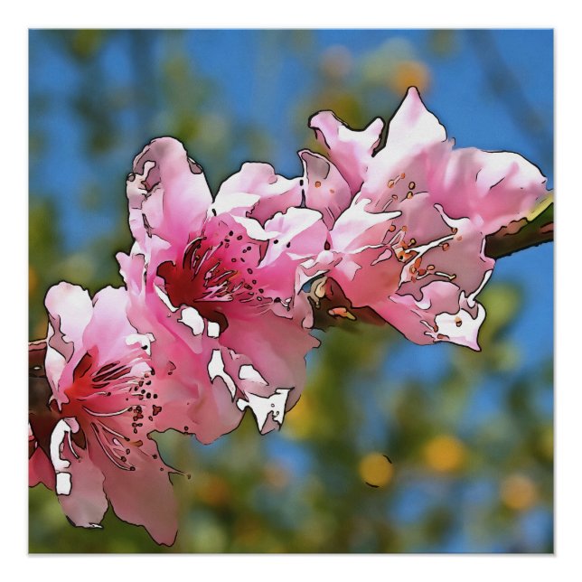 Póster Cerrar el arte de contorno negro del árbol de foli (Anverso)