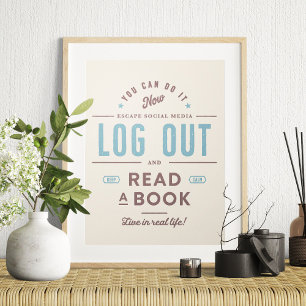 Póster Cerrar sesión y leer un Poster de libros