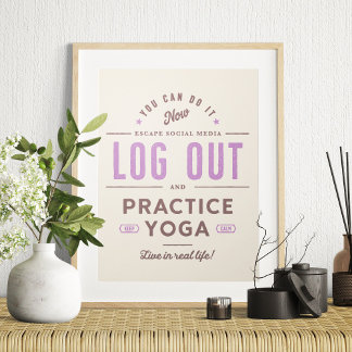 Póster Cerrar sesión y practicar yoga