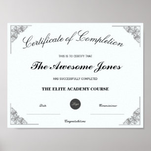 Póster Certificado Azul de Finalización con Logotipo Pers
