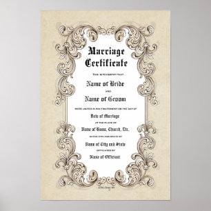 Póster Certificado Boda-Matrimonio-(Keepsake ornamental)