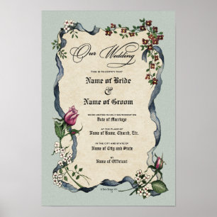 Póster Certificado Boda-Matrimonio-(Keepsake ornamental)