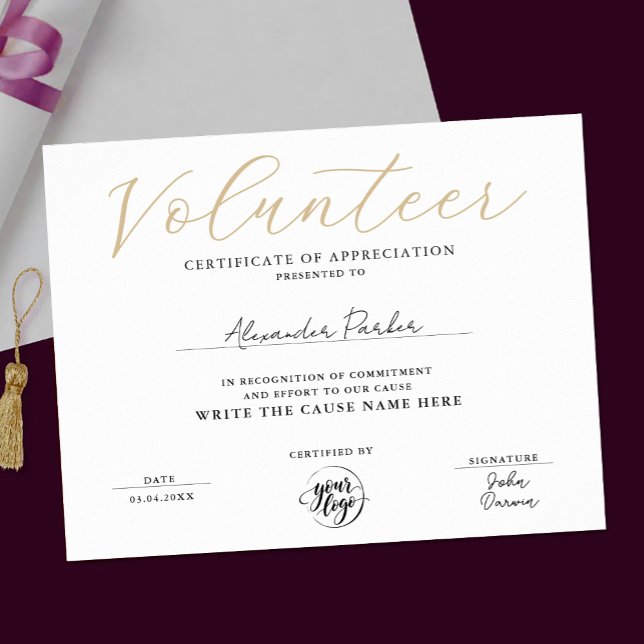 Póster Certificado de Agradecimiento para Voluntarios de  (Subido por el creador)