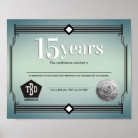 Certificado de aniversario de empleado de hitos de