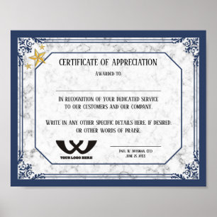 Póster Certificado de apreciación de la indemnización de 