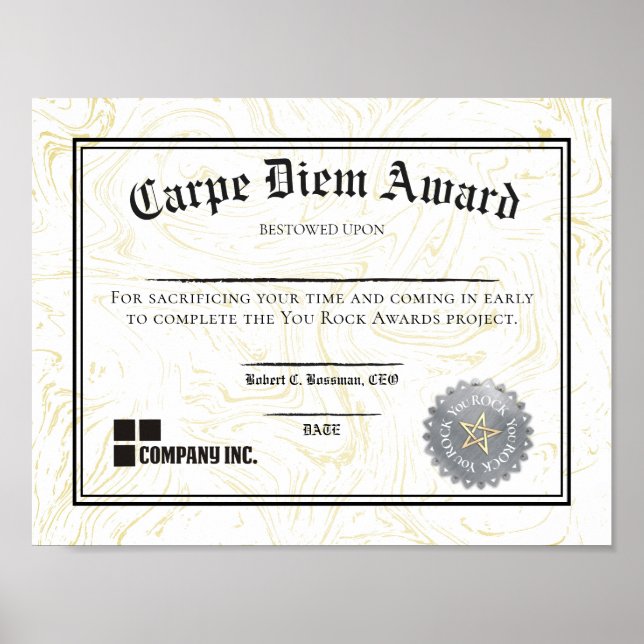 Póster Certificado de asignación anticipada por contrato  (Frente)