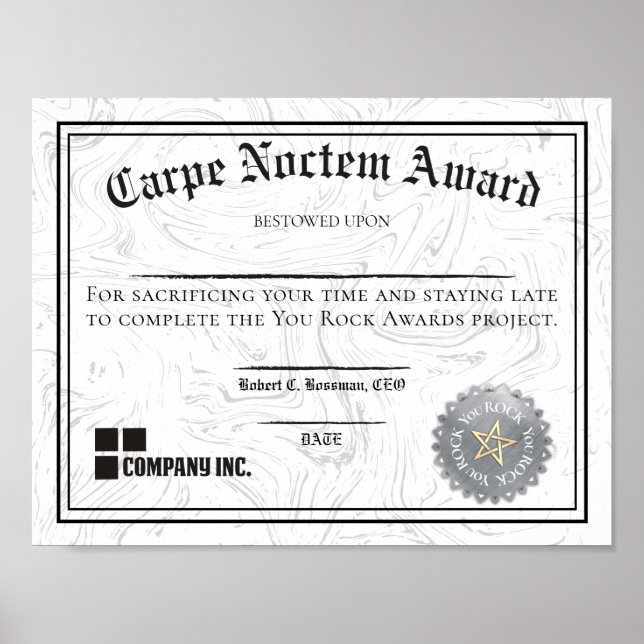 Póster Certificado de asignación tardía por contrato de e (Frente)