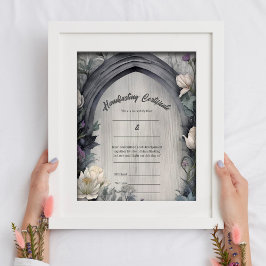 Póster Certificado de ayuno gótico en arco floral blanco