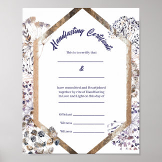 Póster Certificado de ayuno manual Boho Dandelion Pagan