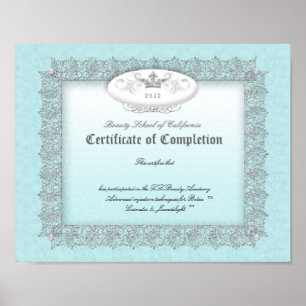 Póster Certificado de Belleza Diploma de Finalización Azu