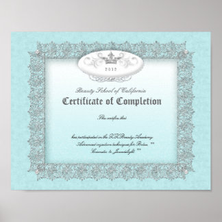 Póster Certificado de Belleza Diploma de Finalización Azu