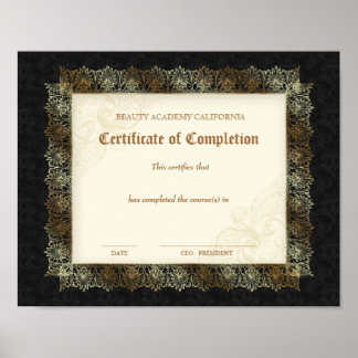 Póster Certificado de Belleza Diploma de Finalización Neg
