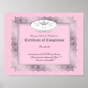 Póster Certificado de Belleza Diploma de Finalización Ros