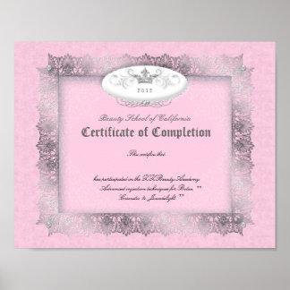 Póster Certificado de Belleza Diploma de Finalización Ros