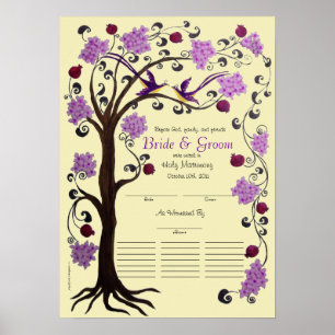 Póster Certificado de Boda Cuáquero del árbol de la vida