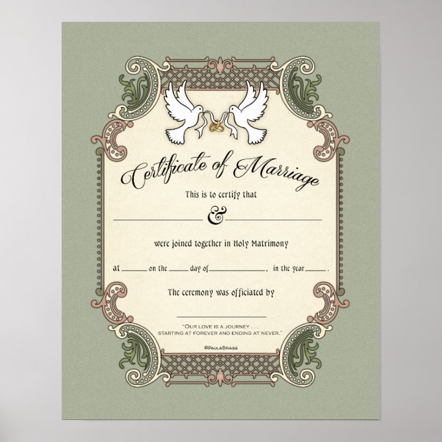 Póster Certificado de Boda de "Certificado de Matrimonio" (Frente)