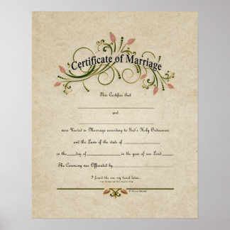 Póster Certificado de Boda de "Certificado de Matrimonio"