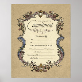 Póster Certificado de Boda de Compromiso