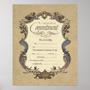Póster Certificado de Boda de Compromiso
