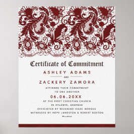 Póster Certificado de Boda de la ceremonia de compromiso