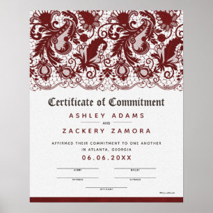 Póster Certificado de Boda de la ceremonia de compromiso