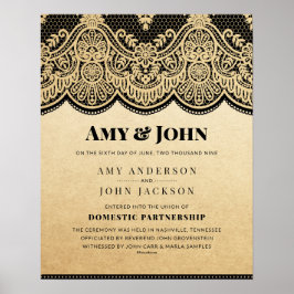 Póster Certificado de Boda de Lace "Contrapartida Domésti