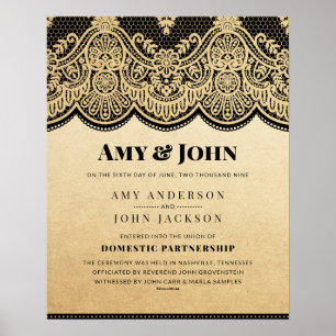 Póster Certificado de Boda de Lace "Contrapartida Domésti
