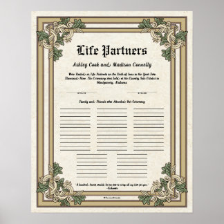 Póster Certificado de Boda de Registro de Invitados de "S