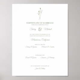 Póster Certificado de boda Flores Silvestres Florales Sag