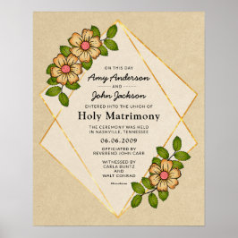 Póster Certificado de Boda geométrico "Matrimonio sagrado