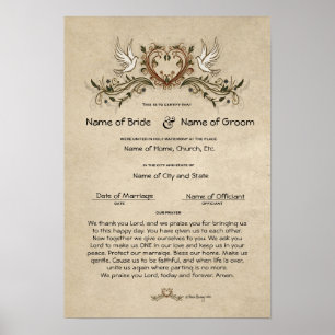 Póster Certificado de Boda-Matrimonio-(Recuerdo Ornamenta